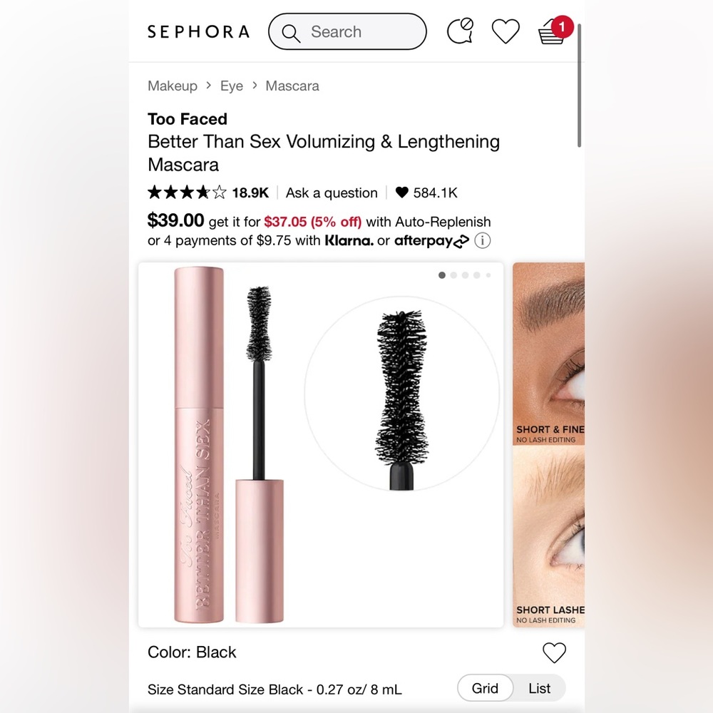 Brand New Too Faced Better than Sex Mascara